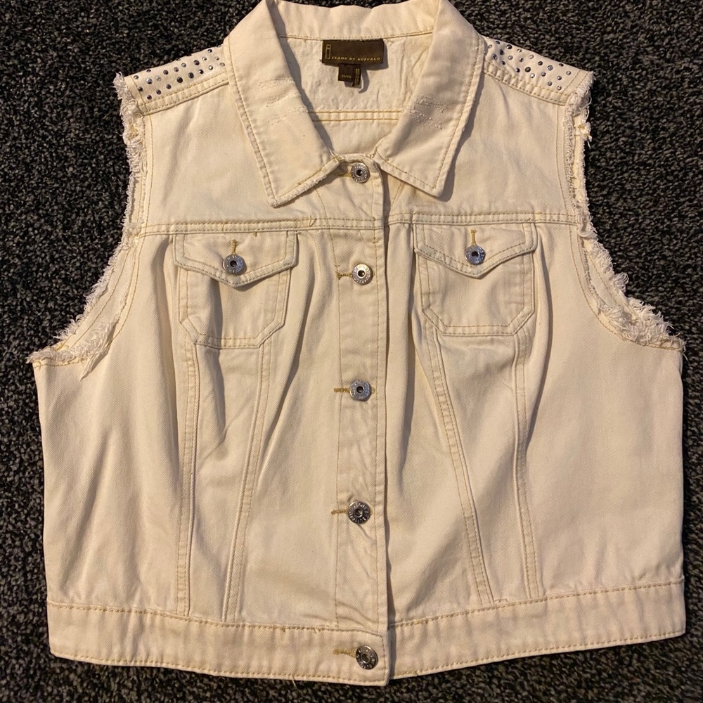 WHITE CROPPED JEAN JACKET